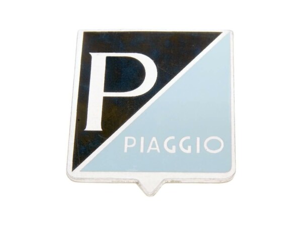 Emblem Piaggio zum Kleben 25x31mm Aluminium für Vespa 50, 50S, 50SS (-1968), 90, 90SS, 125 Primavera, Nuova (1966)