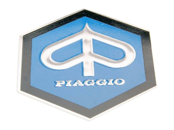 Emblem Piaggio zum Kleben 6-eckig 42mm glatt für Kaskade für Piaggio Ape, Vespa Gl, Rally