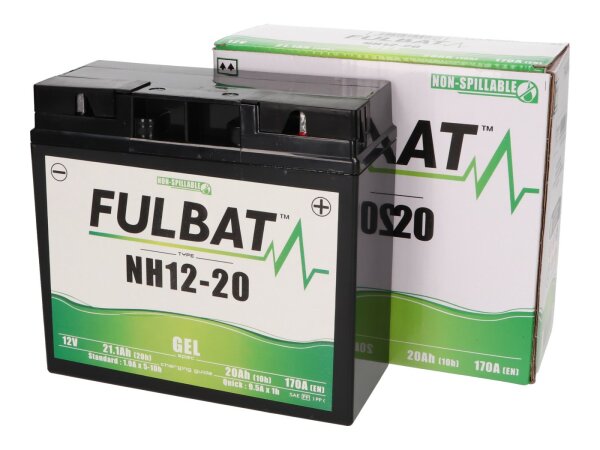 Batterie Fulbat NH12-20, NH12-18, 51913 GEL für Rasentraktor, Rasenmäher, Gartenmaschine