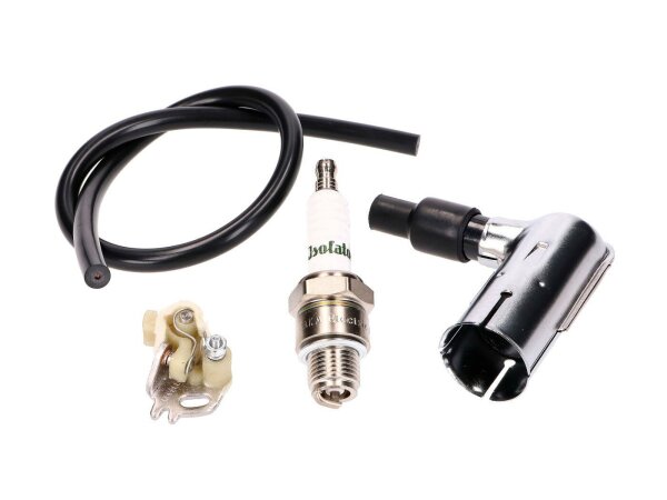 spark ignition set w/ spark plug, connector, braker contact, cable for Simson S50, S51, Schwalbe, Sperber, Star, Habicht, Spatz