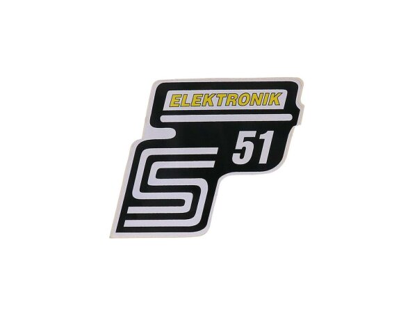 Schriftzug S51 Elektronik Folie / Aufkleber gelb für Simson S51