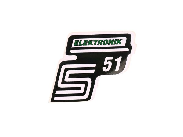 Schriftzug S51 Elektronik Folie / Aufkleber grün für Simson S51