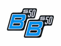 Schriftzug S50 B Folie / Aufkleber schwarz-hellblau 2...