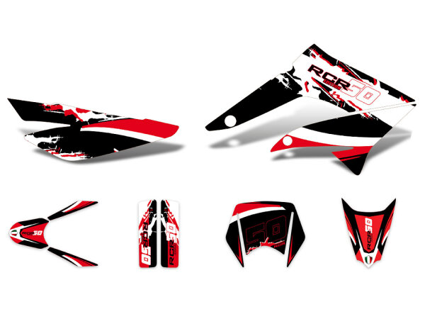Dekor / Sticker Kit schwarz-weiß-rot matt für Gilera RCR 11-17