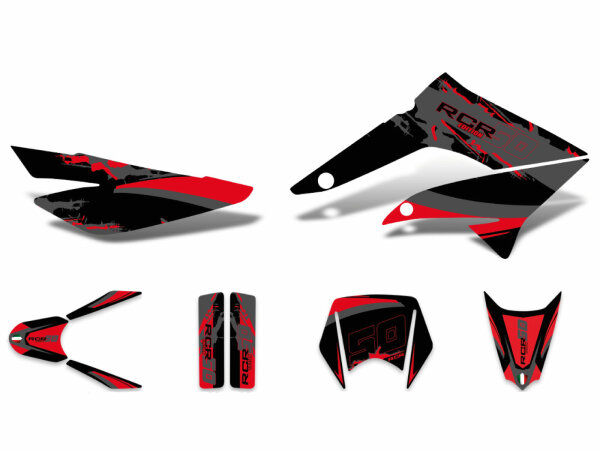 Dekor / Sticker Kit schwarz-rot-grau glänzend für Gilera RCR 11-17