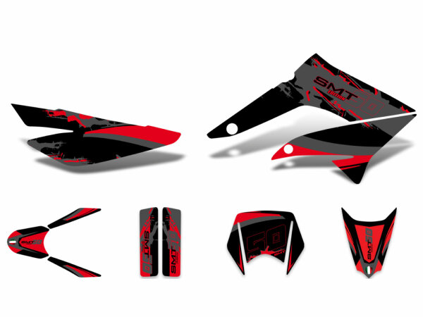 Dekor / Sticker Kit schwarz-rot-grau glänzend für Gilera SMT 11-17