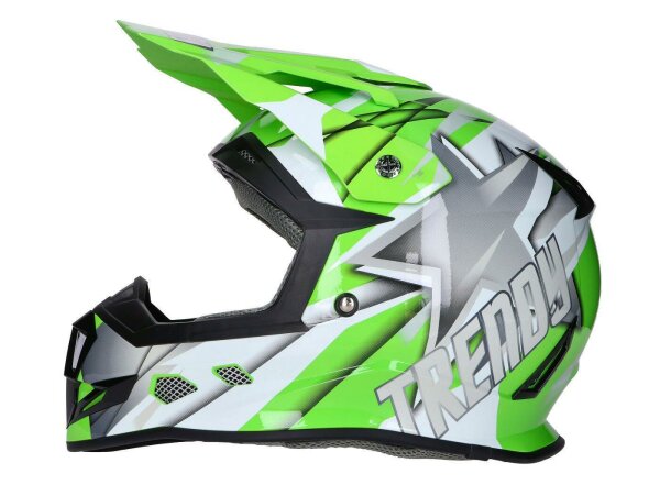 Helm Motocross Trendy T-902 Dreamstar weiß / grün - Größe L (59-60)