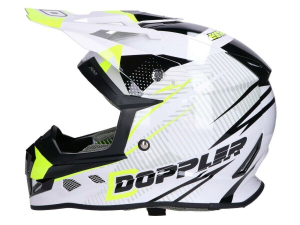 Helm Motocross Doppler Off-Road weiß / gelb / schwarz - Größe XL (61-62)