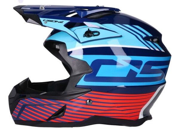 Helm Motocross OSONE S820 schwarz / blau / rot - Größe M (57-58)