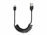 USB-Spiralkabel / -Ladekabel Typ Mikro-USB 100cm schwarz