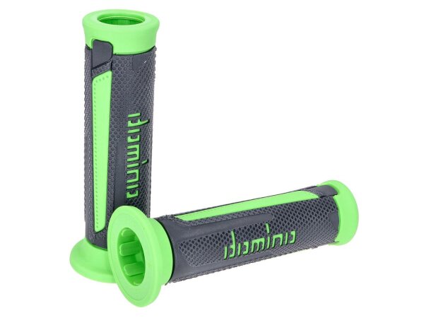 handlebar grip set Domino A350 On-Road gray / green with open ends