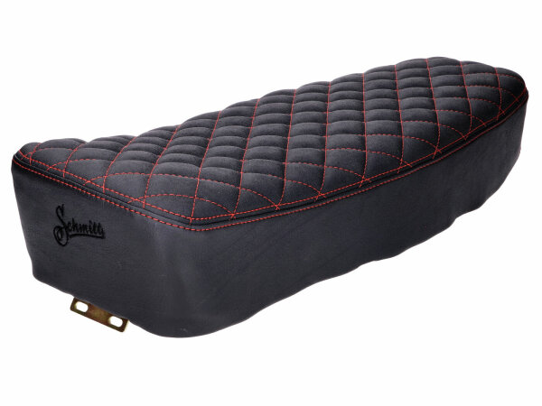 seat cover Schmitt diamond quilted, black / red for Simson S50, S51, S70