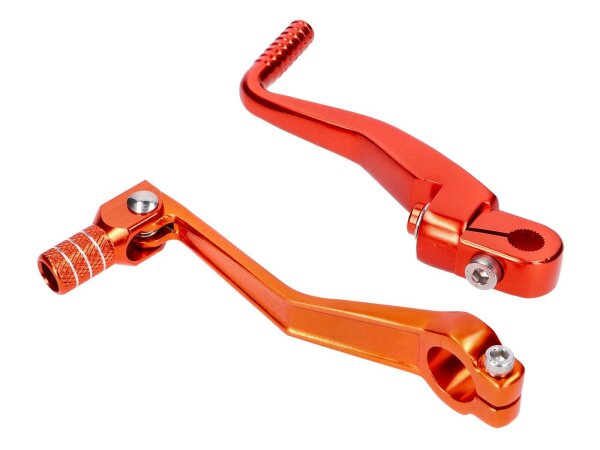 gear shift and kickstart lever foldable, anodized aluminum, orange for Simson S50, S51, S53, S70, S83