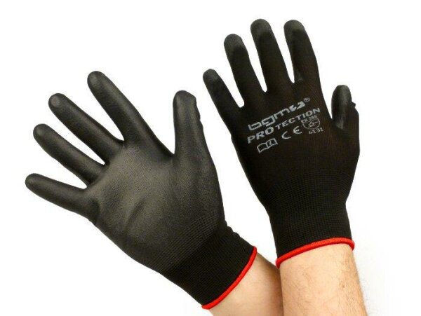 Arbeitshandschuhe Mechaniker Handschuhe Schutzhandschuhe BGM PRO tection Feinstrickhandschuh 100% Nylon mit Polyurethan Beschichtung Grösse S (7)
