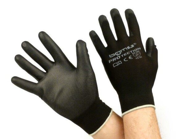 Arbeitshandschuhe Mechaniker Handschuhe Schutzhandschuhe BGM PRO tection Feinstrickhandschuh 100% Nylon mit Polyurethan Beschichtung Grösse XS (6)