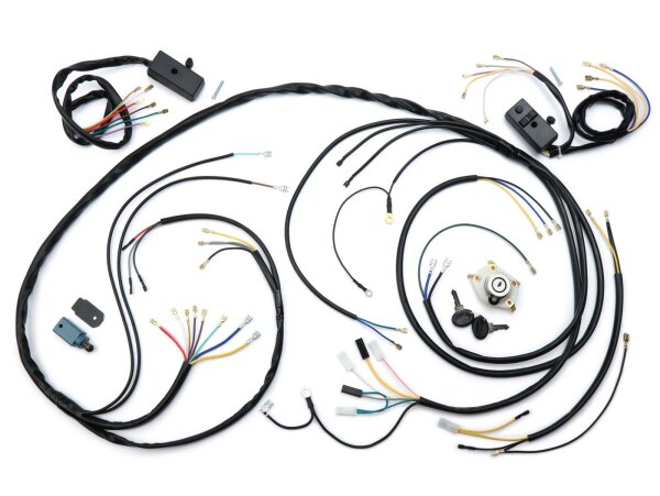 wiring harness set incl. switch BGM ORIGINAL 3-pin voltage regulator horn AC ignition base plate with 5-cable for Vespa PX 81-83
