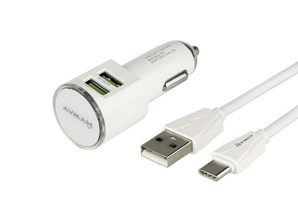 12/24V Ladegerät 2x USB 3.4A + Kabel mit USB-C Stecker