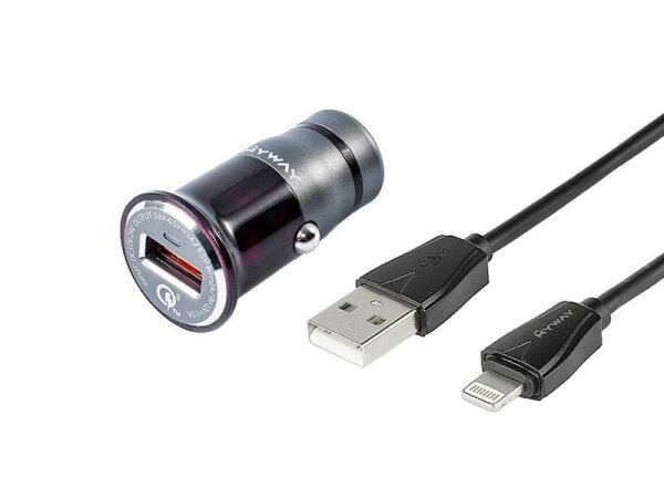 12/24V QC3.0 Ladegerät 1x USB + USB-Kabel > Lightning