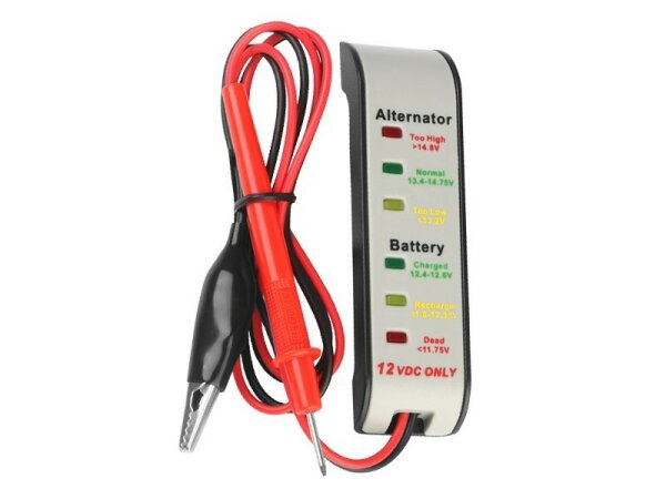 12V Batterie- und Lichtmaschinentester mit Krokodilklemme und Prüfspitze