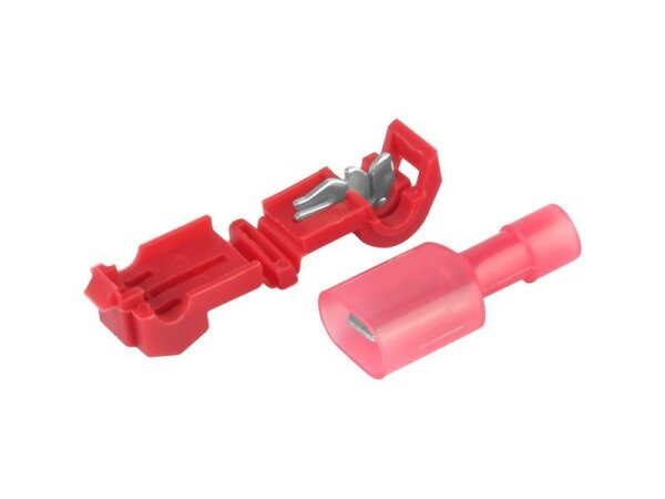 Abzweig-Schnellverbinder Typ-T, rot 0,5-1,5 mm quadratisch, 22-18 AWG, 15 A max, 5 Stk