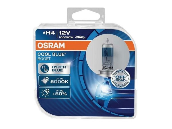 Glühlampen OSRAM H4 12V 100/90 P43t Cool Blue Boost 5000K HyperBlue +50%, 2St.
