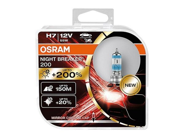 Glühlampen OSRAM H7 12V 55W PX26d Night Breaker +200%, 2 Stk