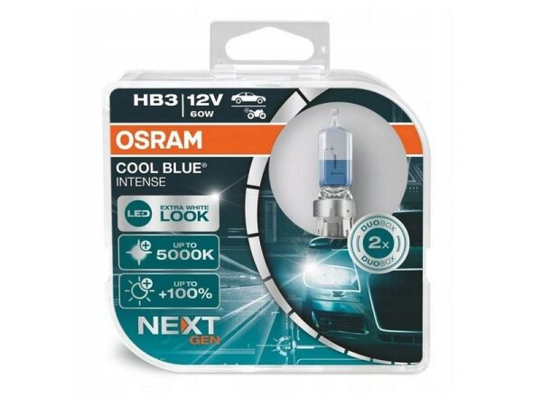 Glühlampen OSRAM HB3 12V 60W P20d Cool Blue Intense, Next Generation, +100%, 2 Stk