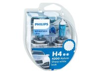 Glühlampen PHILIPS H4 12V 60/55W P43t + W5W 12V W21x9,5d WhiteVision ultra 4200K