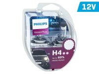 Glühlampen PHILIPS H4 12V 60/55W P43t VisionPlus +60%