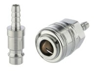 Kompressor-Schnellkupplung für FI 6 mm Schlauch, Buchse + Stecker, chrom