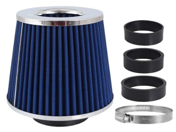 Konischer Luftfilter 155x130x120mm, blau/chrom, Adapter: 60, 63, 70 mm