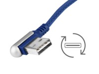 Lade- und Synchronisierungskabel, 120 cm, Mikrofasergeflecht, beidseitig gewinkelt USB > USB-C, marineblau
