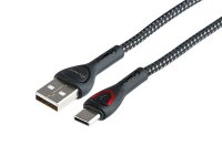 Lade- und Synchronisierungskabel, Mikrofasergeflecht, LED-Hintergrundbeleuchtung, 200 cm, USB > USB-C