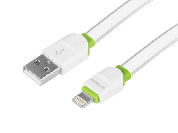 Lade- und Synchronisierungskabel, Silikon flach, 200 cm, USB > Lightning