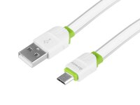 Lade- und Synchronisierungskabel, Silikon flach, 200 cm, USB > Micro-USB