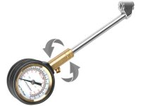 Manometer 15 BAR mit rotierender Uhr und Metallrohr 15 cm