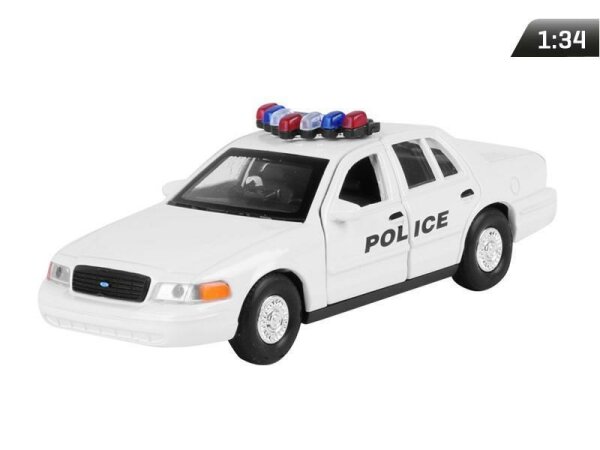 Modell 1:34, 1999 FORD Crown Victoria, POLIZEI, weiß (A876FCVPB)