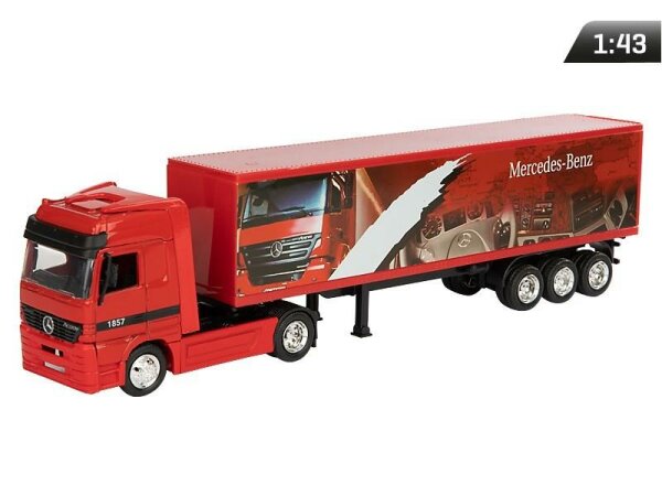 Modell 1:43, LKW Mercedes mit Auflieger, rot