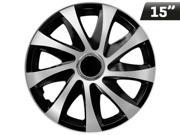 Radkappen DRIFT EXTRA silber - schwarz 15", 4 Stk