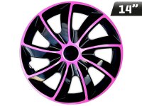 Radkappen QUAD BICOLOR pink - schwarz 14", 4 Stk