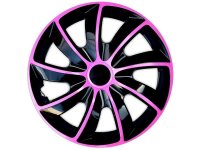 Radkappen QUAD BICOLOR pink - schwarz 14", 4 Stk