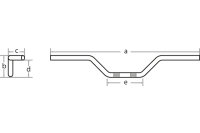 FEHLING Handlebar, half height and 86.5cm wide, 1 inch, w. notches, chrome