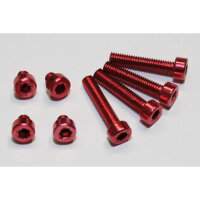 Uni-Parts Aluminum screws set M4 red anodized