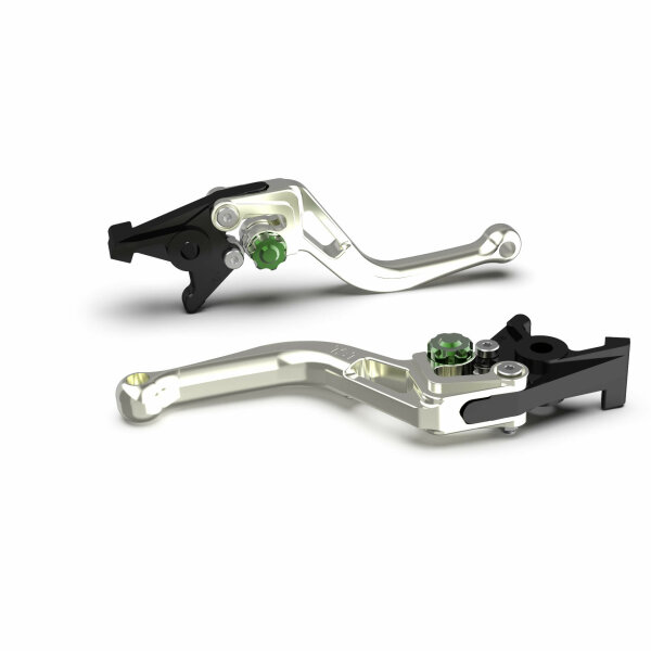 LSL brake lever BOW for Brembo 15/17/19 RCS, R37R, short, silver/green