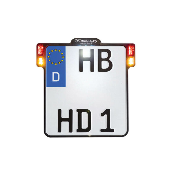 HeinzBikes ALL-INN 2.0 License plate holder with KNZ-illumination 3in1 indicator brake- & rear light, black