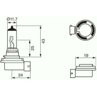 Uni-Parts H11 incandescent lamp 12V 55W PGL 19-2