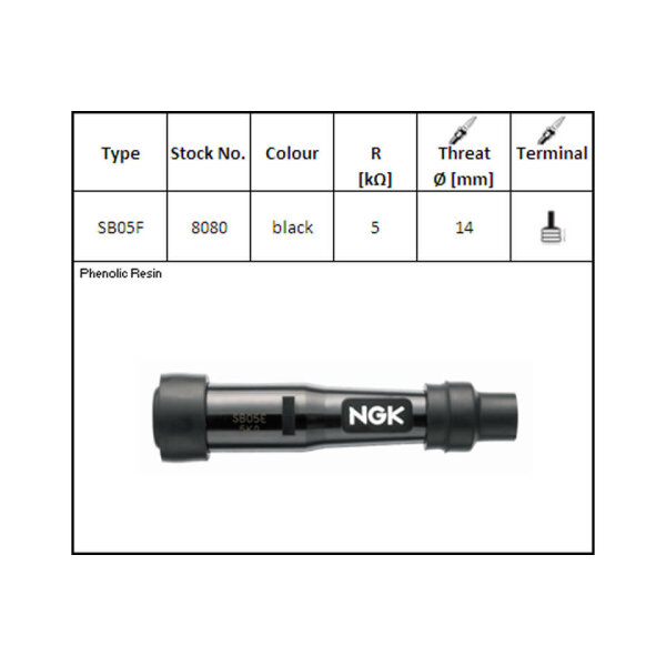 NGK Spark plug connector SB-05 F, for 14 mm candle, 0?