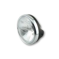 SHIN YO LTD headlight, 7-inch, H4 insert with embossed glass, glossy black