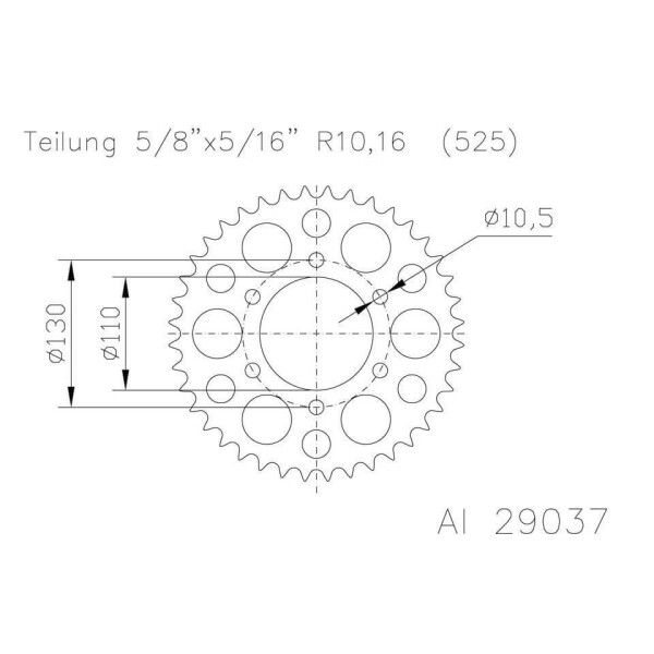 ESJOT Alu-Kettenrad 46 Zähne 525er Teilung (5/8x5/16)