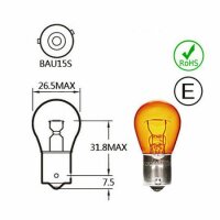 Kugellampe | 12V | 21W | Bau15s | Pin 145°